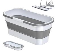 Cubo Plegable Rectangular de 20.0 x 8.0 in, Cesta de Lavado Plegable de Gran Capacidad con asa, Cubo para fregona Que Ahorra Espacio con Ruedas móviles, Limpieza, Gris, Blanco, Adornos para exteriore