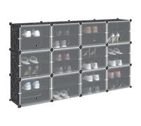 Cubo Sto negro con 12 cubos de almacenamiento y puertas, solución de almacenamiento modular multifuncional para oficina en casa y habitaciones de niños, diseño elegante y de polipropileno