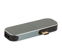 Cubo USB Alimentado 5 en 1 USB C -Adaptor Enchufe Coth Splitter para Tableta, Aleación de Aluminio Plateado
