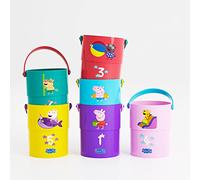 Peppa Pig - Cubos apilables de baño Peppa Pig - con Asas para Mejor Agarre - 6 Cubos, números e Ilustraciones de Peppa (DeQube 919D00053)