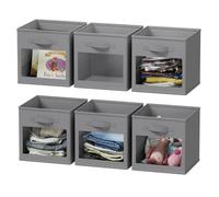 Cubos de almacenamiento SpaceAid con ventanas transparentes, juego de 6 contenedores de tela de 11 pulgadas, cestas plegables, cajas para armario