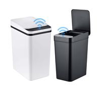 Relaxdays Cubos basura 9/15L con sensor, 2 uds. blanco,negro