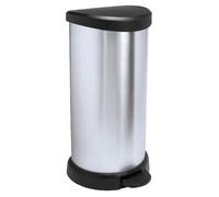 Cubos De Basura De Acero Con Pedal, Curver Deco Bins, 40L, Redondo Negro, Plata