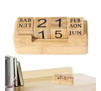 Cubos de calendario para escritorio, bloques de calendario de escritorio de madera | Calendario de madera bloque rústico | Bloques de patrones de números creativos, calendario perpetuo Vintage, decora