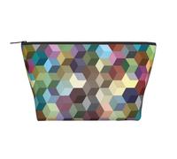 Cubos De Colores Abstractos Estampado Púrpura, Bolsa de artículos de tocador Bolsa de Maquillaje Bolsa de cosméticos Bolsa de artículos de tocador de Viaje portátil
