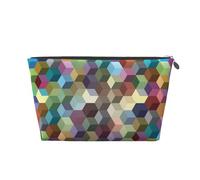 Cubos De Colores Abstractos Estampado Púrpura, Bolsa de artículos de tocador Bolsa de Maquillaje Bolsa de cosméticos Bolsa de artículos de tocador de Viaje portátil