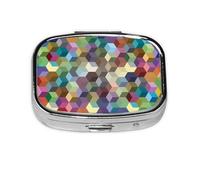 Cubos De Colores Abstractos Estampado Púrpura, Pastillero cuadrado para bolsillo o monedero, pequeño contenedor de pastillas, organizador de pastillas de viaje