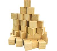 Cubos de Construcción 35pcs 3x3x3cm, Ecológico Sin Rebabas, Ideal para Manualidades/Arte/Educación Infantil, Regalo seguros para Reyes Magos y Cumpleaños-cubos de pino natural para pintar y decorar