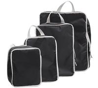 Cubos de Embalaje de Compresión 4piezas 40x29,5x9cm Poliéster Negro | Organizador Cremallera, Diseño Ligero, Reduce Arrugas, para Camping y Viajes Diarios, Maleta