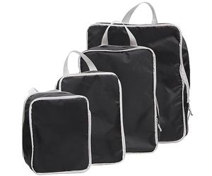 Cubos de Embalaje de Compresión 4piezas 40x29,5x9cm Poliéster Negro | Organizador Cremallera, Diseño Ligero, Reduce Arrugas, para Camping y Viajes Diarios, Maleta