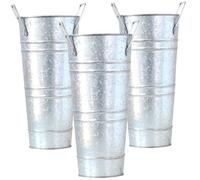 Cubos de Flores Florero de Metal Pastoral Floreros Retro de 10 Pulgadas para Ramo con asa Cubos Grandes Impermeables galvanizados para Suministros de Bar de Oficina en casa