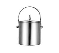 cubos de hielo Cubiteras de metal Cubitera hielo doble pared con tapa y mango cómodo, cubeta aislada acero inoxidable for coctelería, vino, accesorios bar en casa, fiestas, champán(1.4L)