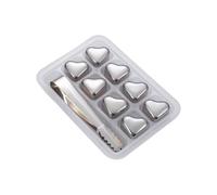 Cubos de hielo de acero inoxidable, piedras de enfriamiento de metal reutilizables, en forma de corazón 304 con pinzas para whisky y vino