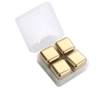 Cubos de hielo de metal acero inoxidable reutilizable Redactar rápido Piedra de whisky limpia con tinga de hielo para bebidas bebidas (Oro)