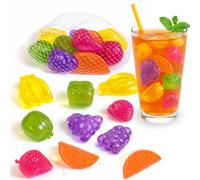 Cubos de hielo reutilizables para refrescar bebidas o alimentos - Transparente o de colores - Para bebidas, fiestas, fiambreras, excursiones, playa, piscina (frutas de colores)