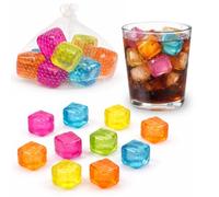 Cubos de hielo reutilizables para refrescar bebidas o alimentos - Transparentes o de colores - Para bebidas, fiestas, fiambreras, excursiones, playa, piscina (cubos de colores)
