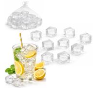 Cubos de hielo reutilizables para refrescar bebidas o alimentos - Transparentes o de colores - Para bebidas, fiestas, fiambreras, excursiones, playa, piscina (cubos transparentes)