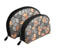 Cubos De Hormigón Y Cobre, Bolsa de Maquillaje de Concha, Monedero pequeño para Mujer, Bolsa de artículos de tocador, Bolsa de cosméticos, 2 Piezas