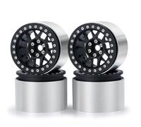 Cubos de llantas de mierda de metal de 2.2 pulgadas de 45 mm compatibles con autos de rastreadores RC a escala 1/10 como RBX10 AXI03005 Piezas de actualización del modelo Wraith(Black 4PCS)