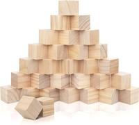 Cubos de madera, 100 piezas de pequeños cubos de madera en blanco, 2x2x2 cm, material para manualidades, piezas de juego de madera y cubos para manualidades, rompecabezas y bloques de madera numéricos