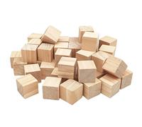 Cubos de madera de 2,5 cm, 50 unidades, bloques cuadrados de madera natural sin terminar para manualidades, tallar, hacer rompecabezas y proyectos de bricolaje