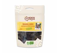 Cubos de plátano deshidratado ecológico con cacao