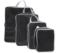 Cubos de Viaje de Compresión 4 Piezas Poliéster Negro | Reduce Arrugas, para Senderismo y Vacaciones, Cierre de Cremallera, Organizador Multifunción, 40x29,5x9cm