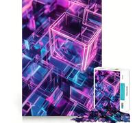 Cubos de Vidrio neón para Adultos, Rompecabezas de 1000 Piezas, Juguete Inteligente, Tiempo Libre, Arte de Corte preciso, Coleccionable (50x75cm)