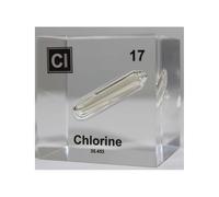 Cubos Elementos 5cm/2in Encapsulados en Lucite Acrílico Transparente para Colecciones de Elementos y Material de Experimentos de Laboratorio-17-Cl (Chlorine)