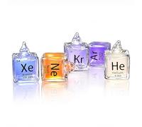 Cubos Resplandecientes De Gas Raro De 5 Piezas, con Grabado De Datos De Elementos, (He/Ne/Ar/Kr/Xe), 99,999% De Alta Pureza, Exhibición De Tabla Periódica, for Regalos Y Educación Científica