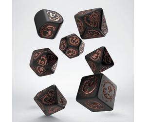 Cubos rpg dragon modern set de 7 dados de cobre negro