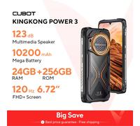 Cubot KingKong Power 3, Smartphone Android 14, Altavoz de 123dB, Helio G99, Pantalla de 6,72" de 120Hz, Ampliable hasta 24GB de RAM, 256GB de ROM, Batería de 10200mAh, Cámara de 100MP, NFC, 4G movil 6