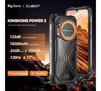 Cubot KingKong Power 3, Smartphone Android 14, Altavoz de 123dB, Helio G99, Pantalla de 6,72" de 120Hz, Ampliable hasta 24GB de RAM, 256GB de ROM, Batería de 10200mAh, Cámara de 100MP, NFC, 4G movil 6