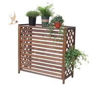 Cubre aire acondicionado exterior, cubierta de aire acondicionado de Madera, cubierta protectora Para Aire Acondicionado Al Aire Libre Soporte De Flores Apto para interior y exterior ( Tamaño : 96x40x