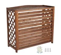 Cubre Aire Acondicionado Exterior, Sin Excavación, con Tapa para Macetas, 4 Paneles, para Aire Acondicionado, Decoración de Jardín y Patio(Brown,105x47x140cm/41x19x55in)
