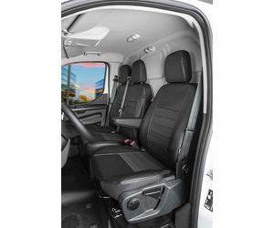 Cubre asientos de coche WALSER Premium compatible con el Ford Transit Custom de un asiento y doble banco delantero de tela a partir de 2012 - hoy