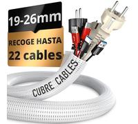 Cubre Cables 3m Gran Capacidad 19-26 mm-Autocierre Antimascotas-Flexible Cortable-Oculta Organiza Cables-Instalación Fácil-Recoge Cables Escritorio TV Oficina Gaming-Pared Orden PC Hogar Salón-Blanco