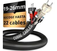 Cubre Cables 6m Gran Capacidad 19-26 mm-Autocierre Antimascotas-Flexible Cortable-Oculta Organiza Cables-Instalación Fácil-Recoge Cables Escritorio TV Oficina Gaming-Pared Orden PC Hogar Salón-Negro