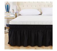 Cubre Canape 150x190 Falda de Cama elástica con Volantes, cómoda, Envolvente, Resistente a la decoloración, Faldas Color sólido, Doble tamaño Queen King(Black,Twin)