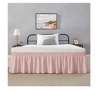 Cubre Canape 150x190 Falda de Cama elástica con Volantes, cómoda, Envolvente, Resistente a la decoloración, Faldas Color sólido, Doble tamaño Queen King(Light Pink,W200XL200CM)