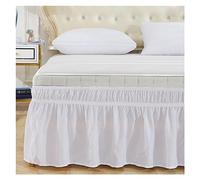 Cubre Canape 150x190 Falda de Cama elástica con Volantes, cómoda, Envolvente, Resistente a la decoloración, Faldas Color sólido, Doble tamaño Queen King(White,Queen)