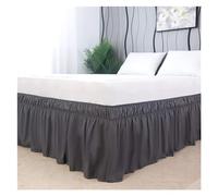 Cubre Canape 150x190 Falda de Cama elástica con Volantes, cómoda, Envolvente, Resistente a la decoloración, Faldas Color sólido, Doble tamaño Queen King(Dark Gray,W200XL200CM)