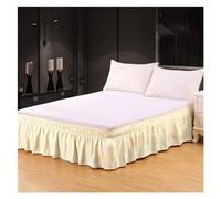 Cubre Canape 150x190 Falda de Cama elástica con Volantes, cómoda, Envolvente, Resistente a la decoloración, Faldas Color sólido, Doble tamaño Queen King(Yellow,W200XL220CM)