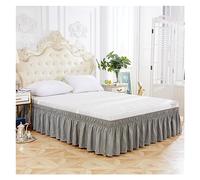 Cubre Canape 150x190 Falda de Cama elástica con Volantes, cómoda, Envolvente, Resistente a la decoloración, Faldas Color sólido, Doble tamaño Queen King(Grey,King)