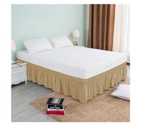 Cubre Canape 150x190 Falda de Cama elástica con Volantes, cómoda, Envolvente, Resistente a la decoloración, Faldas Color sólido, Doble tamaño Queen King(Dark Khaki,W180XL200CM)