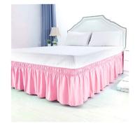 Cubre Canape 150x190 Falda de Cama elástica con Volantes, cómoda, Envolvente, Resistente a la decoloración, Faldas Color sólido, Doble tamaño Queen King(Pink,W120XL200CM)