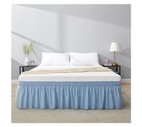 Cubre Canape 150x190 Falda de Cama elástica con Volantes, cómoda, Envolvente, Resistente a la decoloración, Faldas Color sólido, Doble tamaño Queen King(Blue,W200XL200CM)