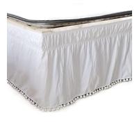 Cubre Canape,Cubre Somier 1 pieza de falda de cama de Color sólido envolvente alrededor de camisas de cama elásticas sin superficie de cama faldas de cama Twin/Full/Queen/King Home Hotel Use(White,90x