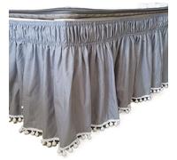 Cubre Canape,Cubre Somier 1 pieza de falda de cama de Color sólido envolvente alrededor de camisas de cama elásticas sin superficie de cama faldas de cama Twin/Full/Queen/King Home Hotel Use(Gray,135x