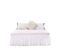 Cubre Canape,Cubre Somier Falda de cama con volantes envolvente de color sólido con tejido elástico resistente a la decoloración de 15 pulgadas de alto(WHITE,CK 200x220x38cm)